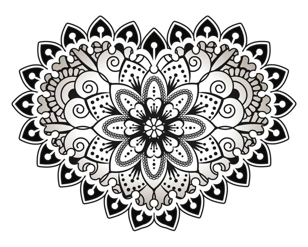 Coeur avec Mandala floral. Éléments décoratifs vintage. Modèle oriental, illustration vectorielle. Islam, arabe, indien, turc, pakistan, chinois, motifs ottomans — Image vectorielle