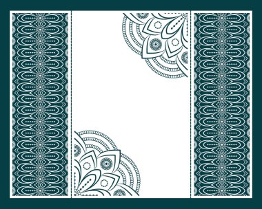 Lazer kesme deseni ile düğün daveti için vektör zarflar. Mandala, düzen, tasarım, Doğu, etnik tarzı düğün davetiyeleri. Lazer kesme Mandala için tahsilat zarfları