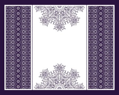 Lazer kesme deseni ile düğün daveti için vektör zarflar. Mandala, düzen, tasarım, Doğu, etnik tarzı düğün davetiyeleri. Lazer kesme Mandala için tahsilat zarfları