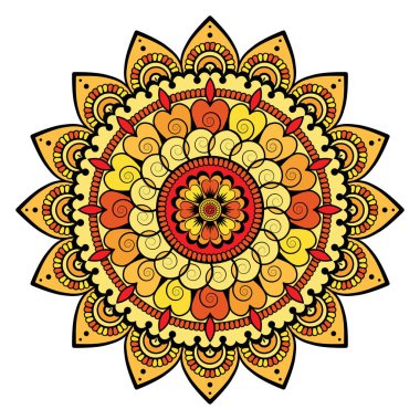 Mandala. Vintage dekoratif öğeler. Elle çizilmiş arka plan. Islam, Arapça, Indian, Osmanlı motifleri