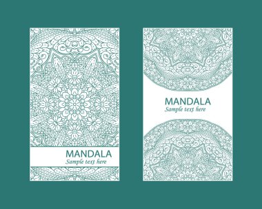 Lazer kesme deseni ile düğün daveti için vektör zarflar. Mandala, düzen, tasarım, Doğu, etnik tarzı düğün davetiyeleri. Lazer kesme Mandala için tahsilat zarfları
