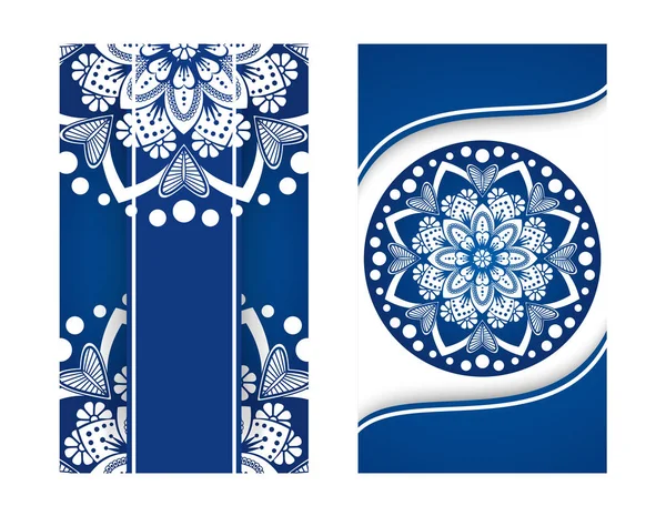 Ethnische Mandala-Ornamente. bunte ornamentale ethnische Banner gesetzt. Vorlagen mit Doodle-Stammesmandalas. Vektor-Illustration für Gratulation oder Einladung — Stockvektor