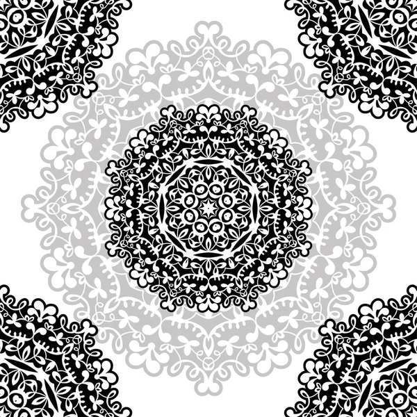 Motivo Del Patrón Floral Para Colorear Mandala Dibujado Con Una — Vector de stock