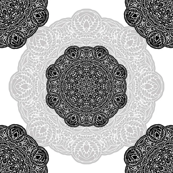 Motivo Del Patrón Floral Para Colorear Mandala Dibujado Con Una — Vector de stock