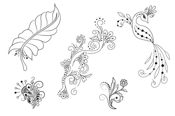 Mehndi Flower Pattern Henna Drawing Tattoo Decoration Ethnic Oriental Indian — Stock Vector