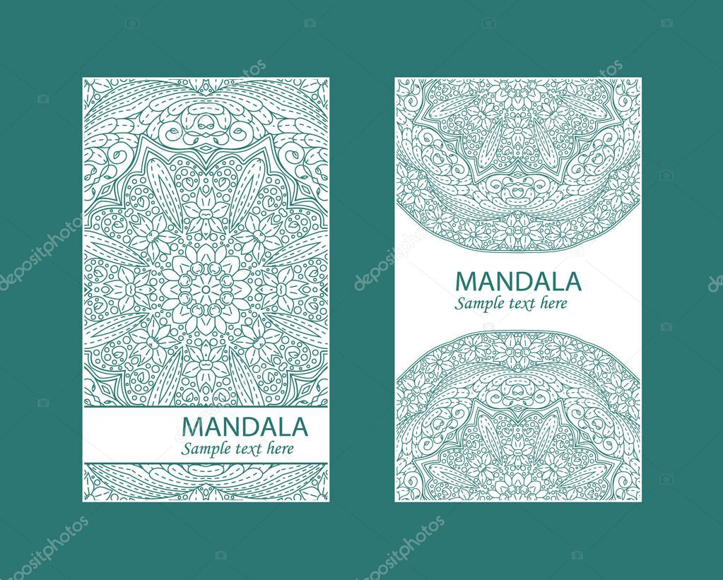 Vector envelopes for wedding invitation with laser cut pattern. Mandala, layout, design, Eastern, ethnic style wedding invitations. Collection envelopes for laser cutting mandala