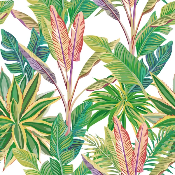Exotické Tropické Složení Letní Džungle Palm Sluneční Den Bezešvé Vzor — Stockový vektor