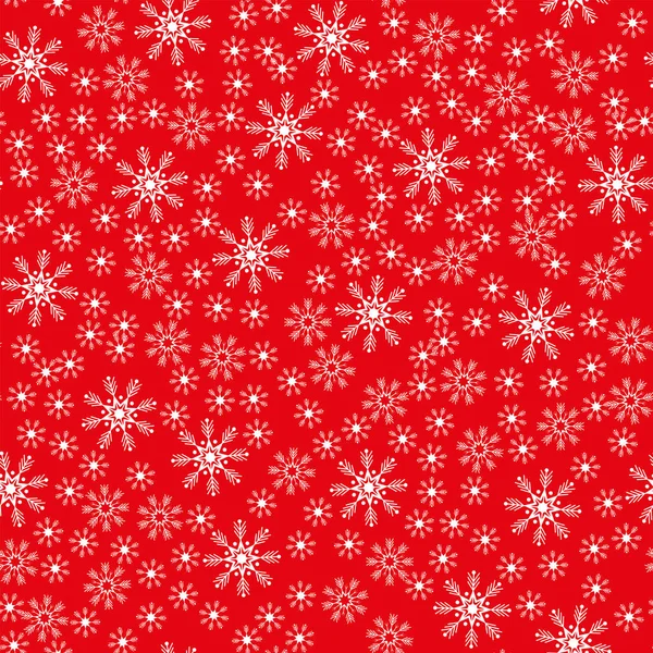 圣诞节白色雪花红色背景无缝图案 — 图库矢量图片