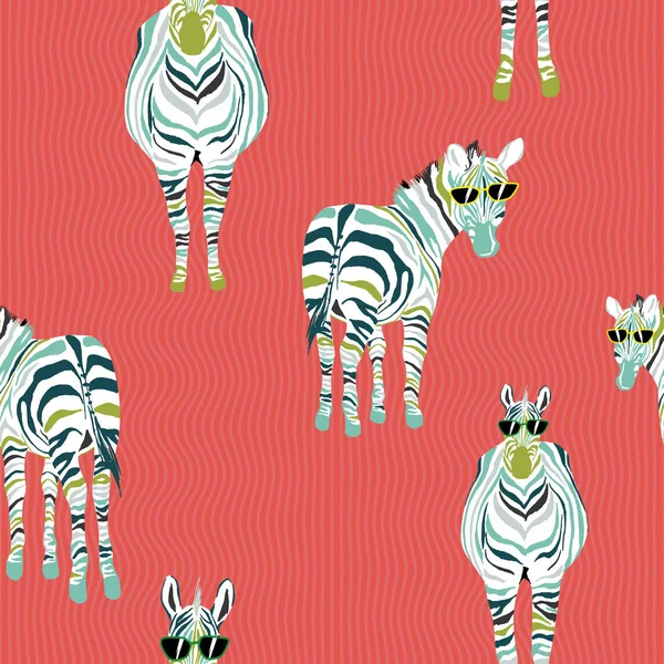 抽象的な色のシームレスなパターン ファッション馬シマウマ生活サンゴ ストライプ背景 — ストックベクタ