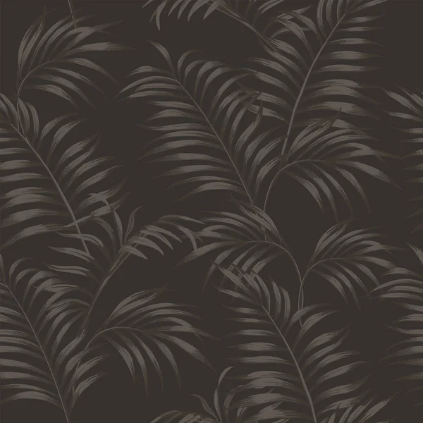 茶色の椰子は トゥランギ背景にシームレスなベクトル パターンを残します スモーキーな壁紙 — ストックベクタ