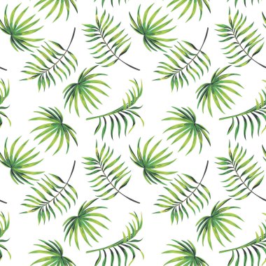 Dikişsiz desen beyaz arka plan yeşil yaprakları