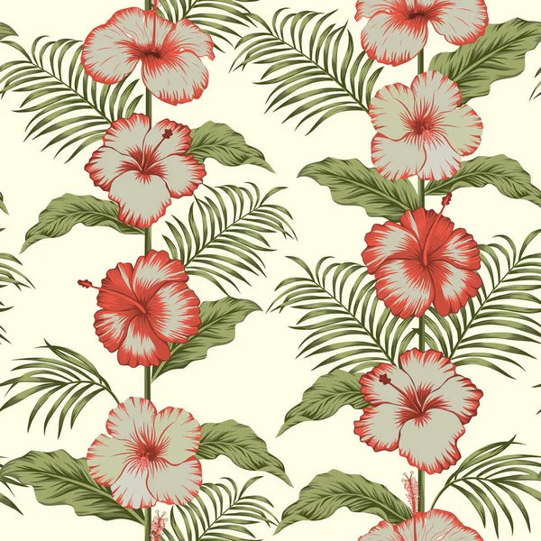 Tropiska hibiskus tyg sömlös komposition trendigt mönster — Stock vektor
