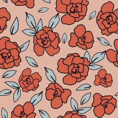 Soyut güller dikişsiz turuncu arka plan bırakır