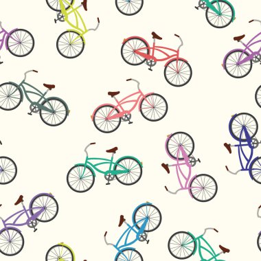 Bisiklet dikişsiz desen beyaz arka plan