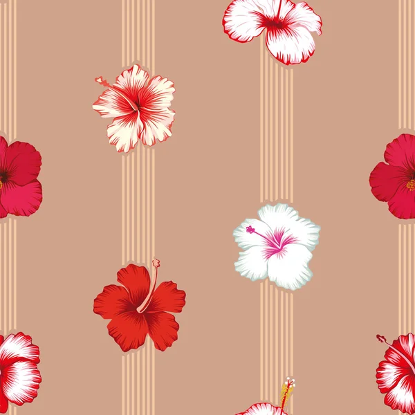 Geometrische lijnen met hibiscus bloemen naadloos — Stockvector