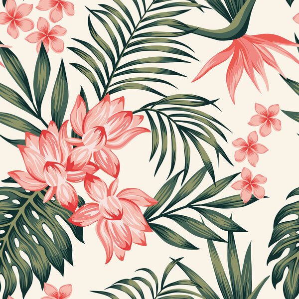 Тропическая композиция оставляет цветы на белом фоне
