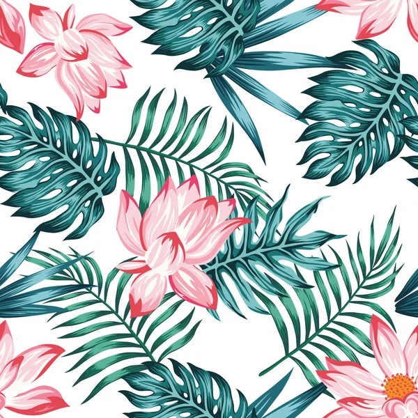 Floral naadloze patroon witte achtergrond — Stockvector