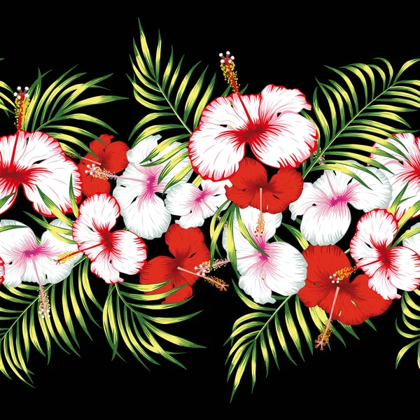 Cinta floral sin costura ilustración fondo negro — Vector de stock