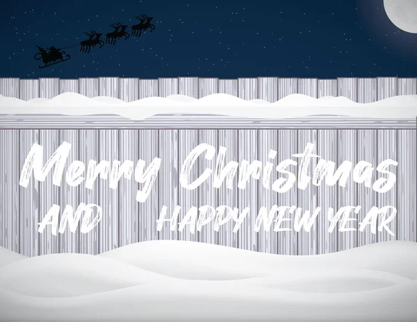 A felirat Boldog karácsonyt Boldog új évet a téli fen — Stock Vector