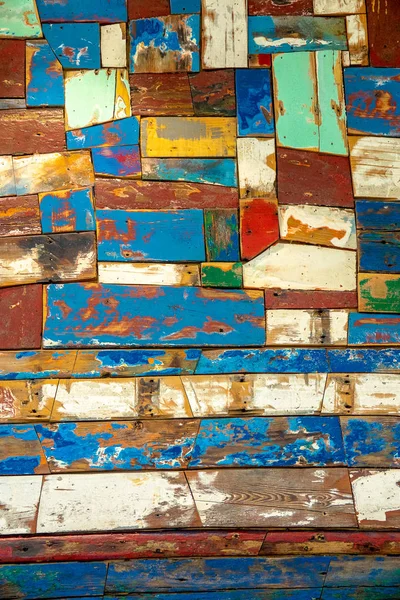 Background Painted Wooden Planks Several Colours Paint Peeling — Stock Photo, Image