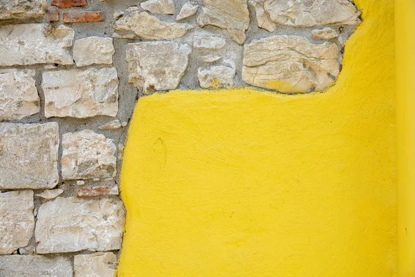 Bandeira Parede Pedra Com Gesso Colorido — Fotografia de Stock