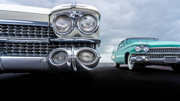 Front view of a retro american car