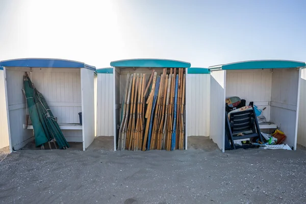 Lungo Spiaggia Dei Paesi Bassi Possono Trovare Sacco Case Mare — Foto Stock