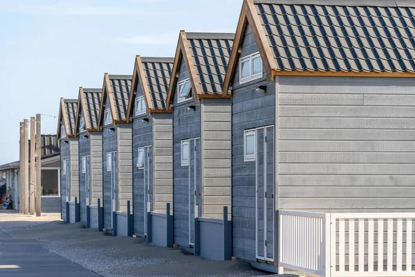 Вдоль Пляжа Нидерландов Можете Найти Много Пляжных Домов Правило Заняты — стоковое фото