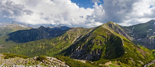 Panoramik dağ manzarası, Tatra Milli Parkı, Polonya. Yüksek Tatras, Karpat Dağları