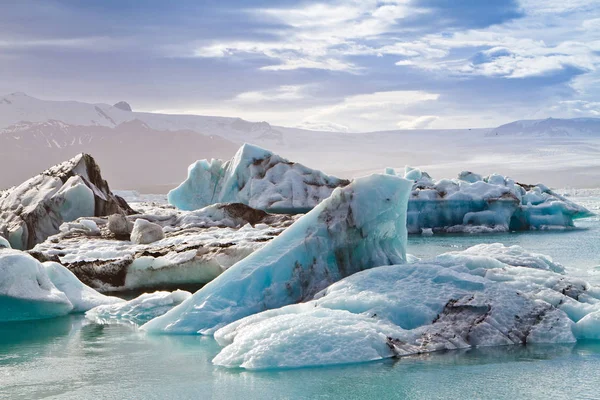 Jéghegyek Jokulsarlon Jeges Lagúna Izland — Stock Fotó