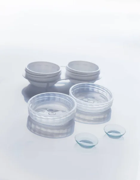 Contact Lenses Set Pair Contact Lenses Container Selective Focus Shallow — Stock Photo, Image