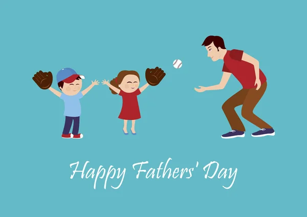 Daddy Children Vector Illustration Happy Father Day Vector Fathers Day — Stock Vector