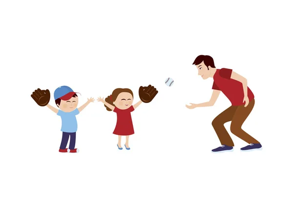 Ilustración Vectorial Papá Hijos Papá Con Hijos Ilustración Del Día — Vector de stock