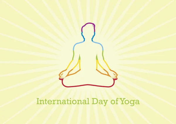 Journée Internationale Vecteur Yoga Illustration Vectorielle Homme Yoga Méditation Chakra — Image vectorielle