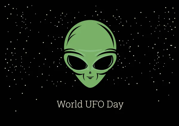 Ufo 日向量 外星人卡通人物 在星空背景下的外星人 一个绿色外星人的脸 重要的日子 — 图库矢量图片