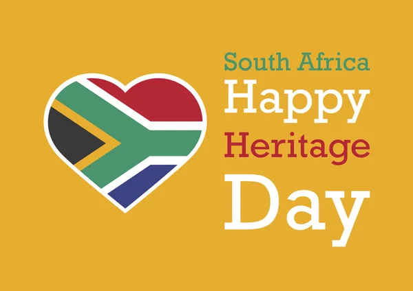 遺産日ベクター 南アフリカ共和国の旗 幸せな文化遺産の日の背景 南アフリカ共和国のフラグの心 重要な日 — ストックベクタ