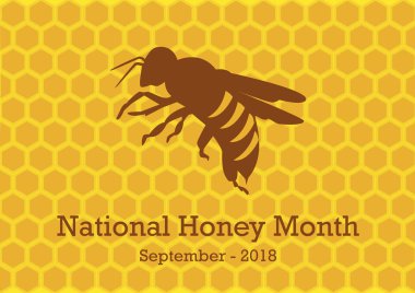 Ulusal tatlım ay vektör. Arı siluet vektör çizim. Arı peteği arka plan üzerinde. Amerikan Bayramı. Önemli gün