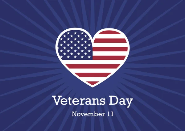 Veteranentag Veteranen Des Krieges Ehren Amerikanische Flagge Herz Amerikanische Flagge — Stockvektor