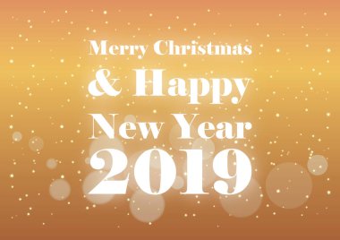 Mutlu yeni yıl 2019 vektör illüstrasyon. Festival altın arka plan. Neşeli Noel ve mutlu yeni yıl 2019 parlak altın arka plan