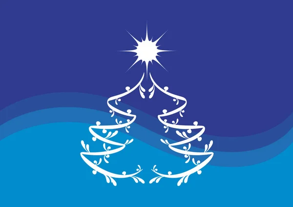 Semplice Vettore Dell Albero Natale Albero Natale Bianco Sfondo Blu — Vettoriale Stock