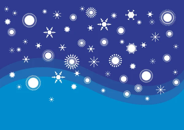 Abstrakter Weihnachtlicher Hintergrund Mit Schneeflocken Vektor Weiße Schneeflocken Auf Blauem — Stockvektor
