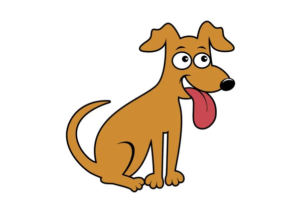 Personaje Dibujos Animados Happy Dog Lindo Perro Sentado Vector Alegre — Vector de stock