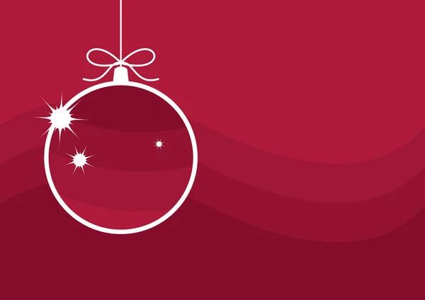 Minimalistische Rote Weihnachtskarte Vektor Ferienhintergrund Mit Hängender Weihnachtskugel Weiß Roter — Stockvektor