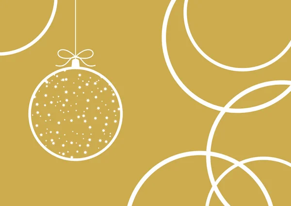 Minimalistische Goldene Weihnachtskarte Vektor Ferienhintergrund Mit Hängender Weihnachtskugel Goldener Weihnachtsschmuck — Stockvektor