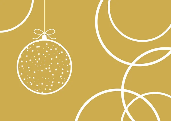 Vetor Cartão Natal Minimalista Dourado Fundo Férias Com Pendurado Bola — Vetor de Stock