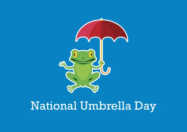 Nationale Dag Van Umbrella Vector Kikker Met Paraplu Stripfiguur Belangrijke — Stockvector