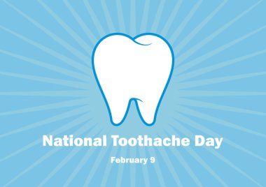 Ulusal diş ağrısı gün vektör. Beyaz Diş çizgi film. Sağlıklı diş vektör simgesi. Önemli gün
