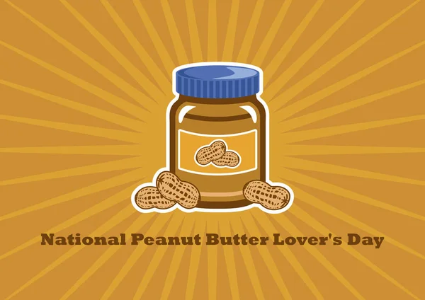 National Peanut Butter Lover Day Vecteur Pot Illustration Vectorielle Beurre — Image vectorielle