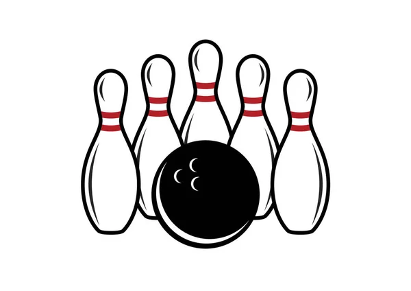 Bowling pimleri ve bowling topu vektörü