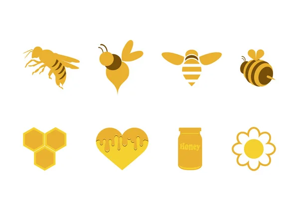 Honey simple icons set vector